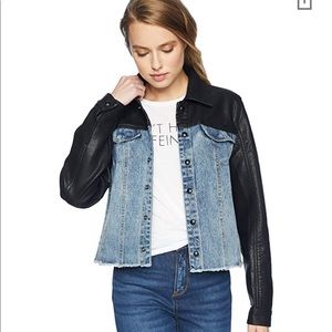 BlankNYC Arachnophobia Faux Leather & Denim Jacket